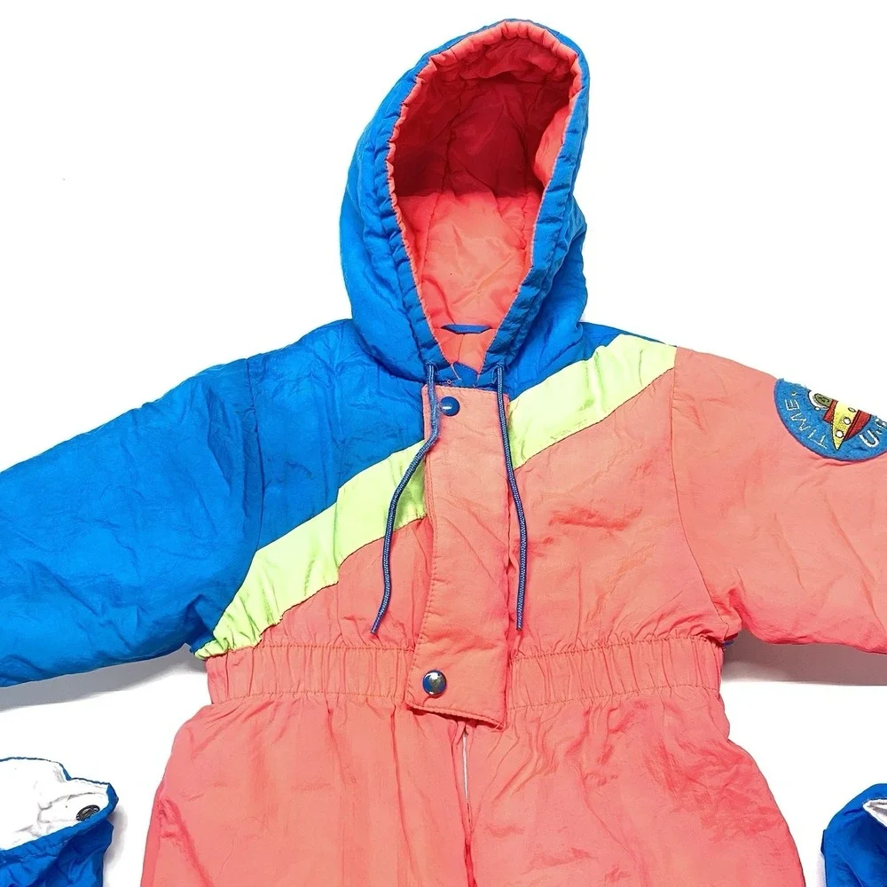 Vintage Gerber Time Zone UFO Snow Suit 18 Months Red,‎ Green Blue With Gloves